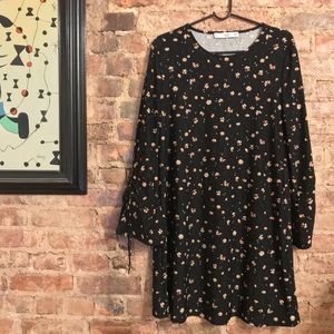 MANGO midi dress with bell sleeves sz S